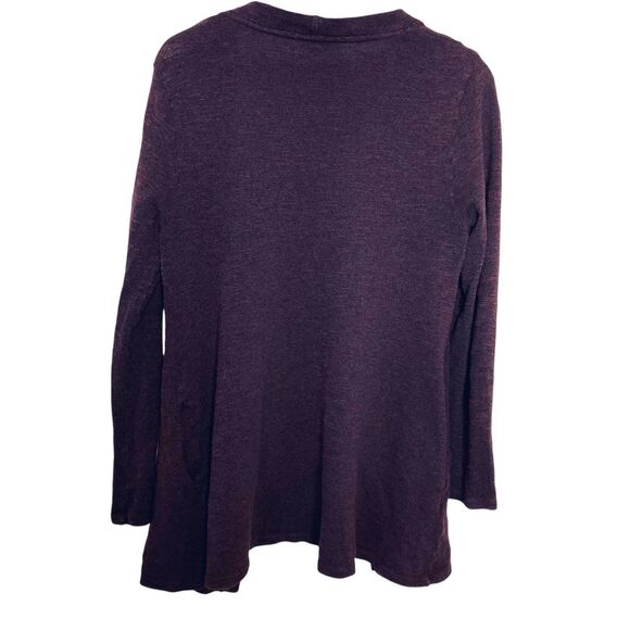 Groceries Apparel Drape Front Cardigan Sweater Small Open Front Burgundy Pockets - Picture 2 of 11